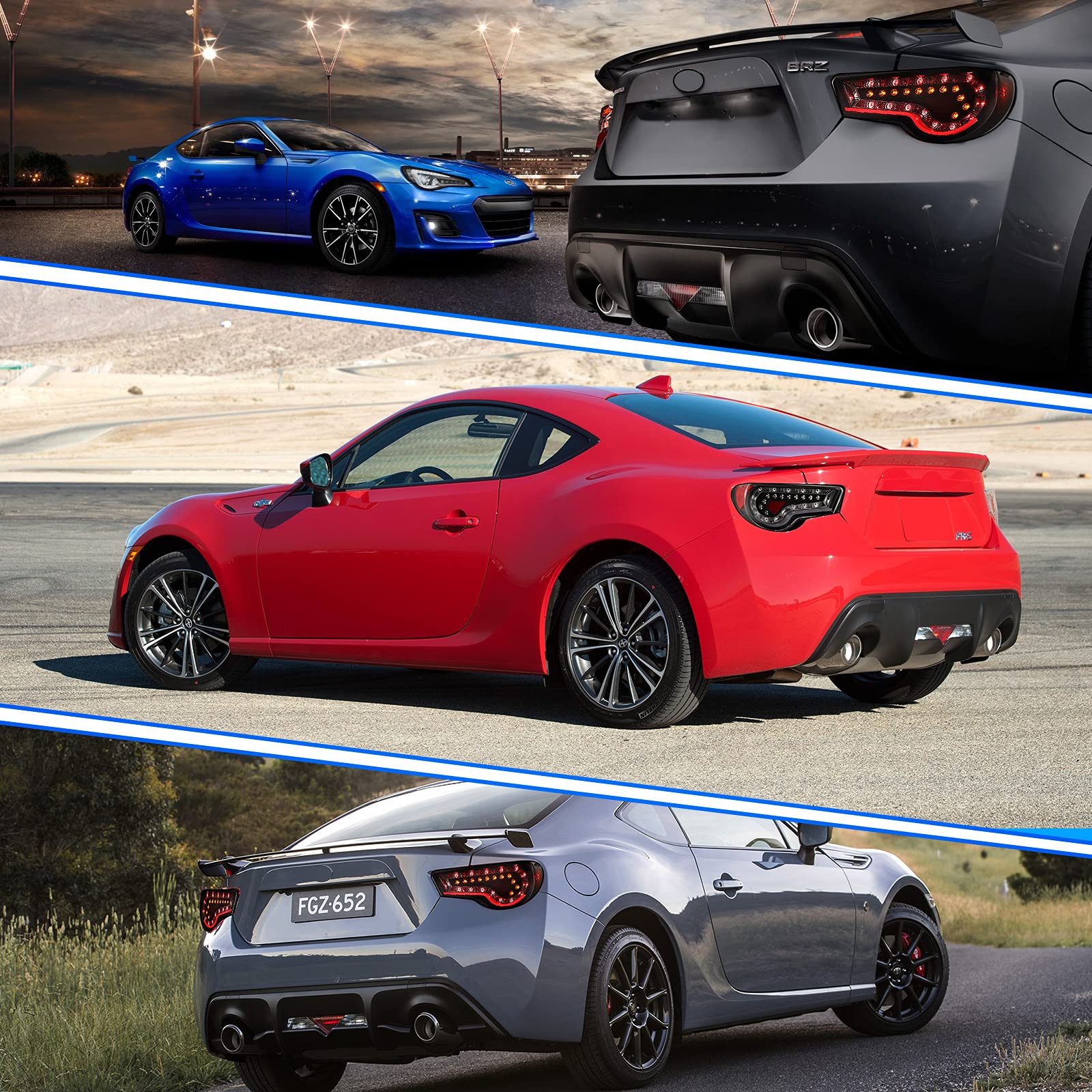 WOLFSTORM LED Tail Lights for 2013-2017 Subaru BRZ, 2013-2016 Scion FRS & 2017 Toyota 86 - Direct Fit Replacement Assembly (Clear Lens) - Enhance Night Visibility & Style for Street Racing & Custom Builds