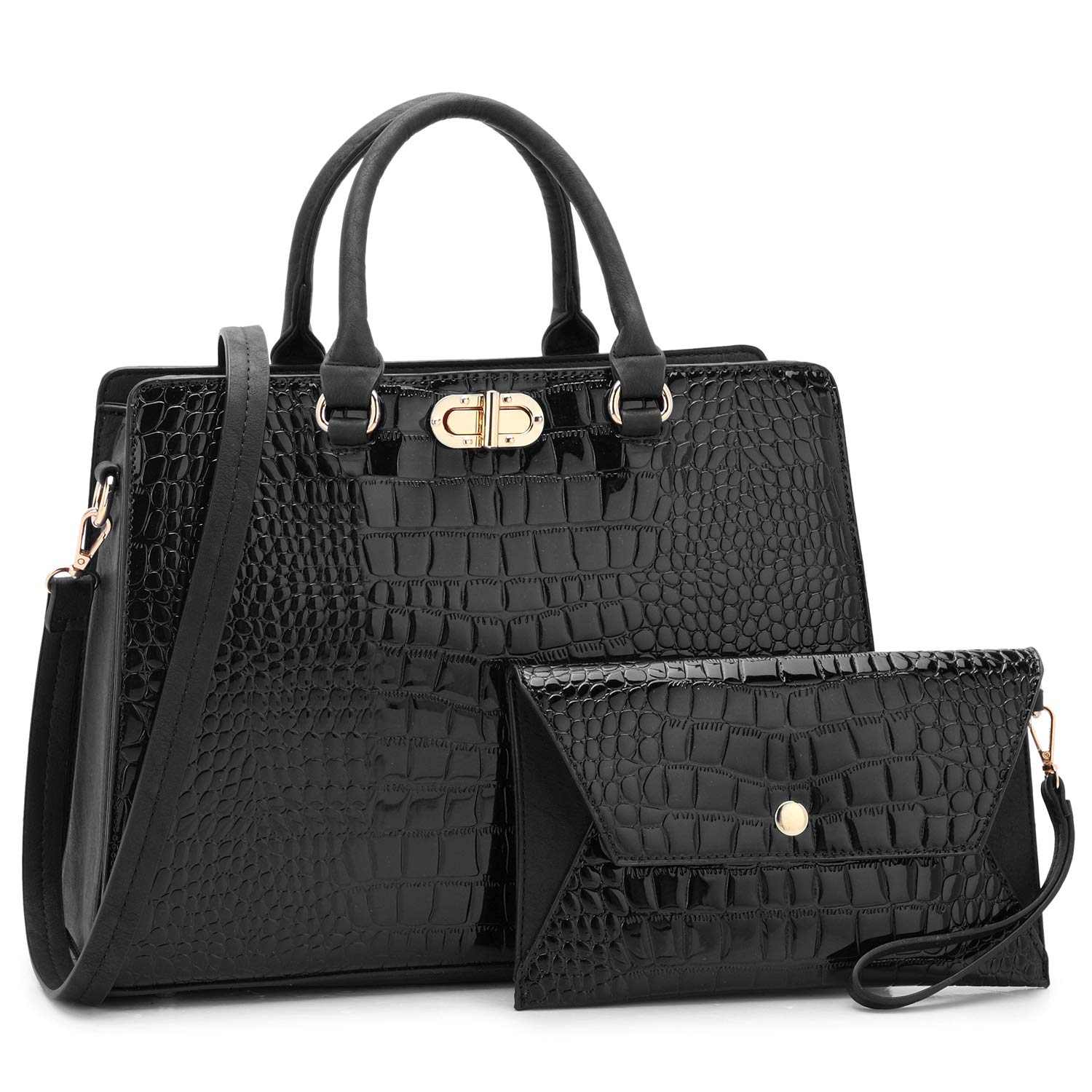 Stylish Dasein Women's Handbag Set - Fashion Satchel Purse, Top Handle Tote & Matching Clutch (2-Piece) for Work, Travel & Everyday Use