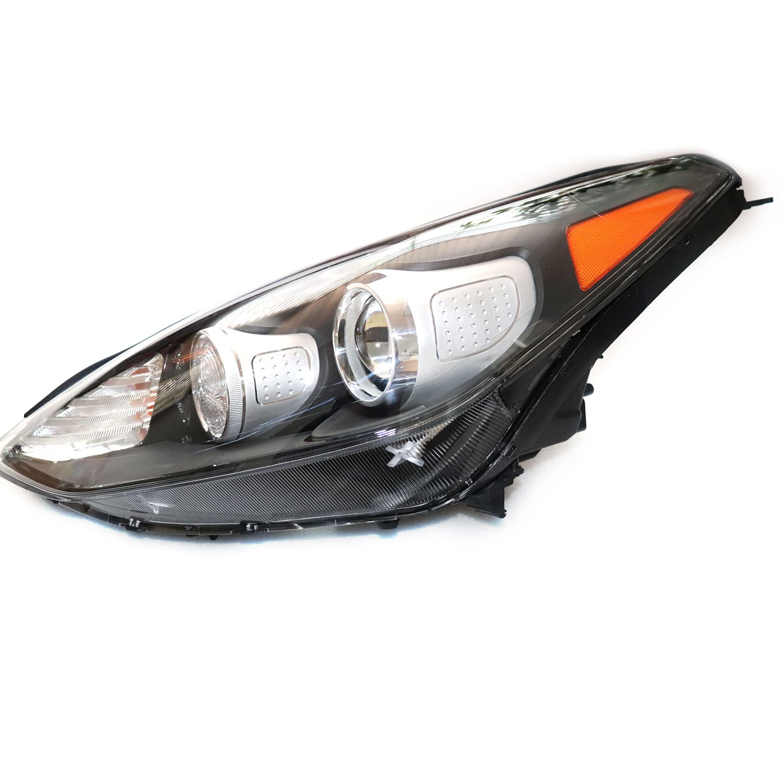 HaroldDol Left Driver Side Halogen Headlight Assembly with LED DRL - Black Housing Replacement for 2017-2019 Kia Sportage | Perfect for Night Driving & Off-Road Adventures