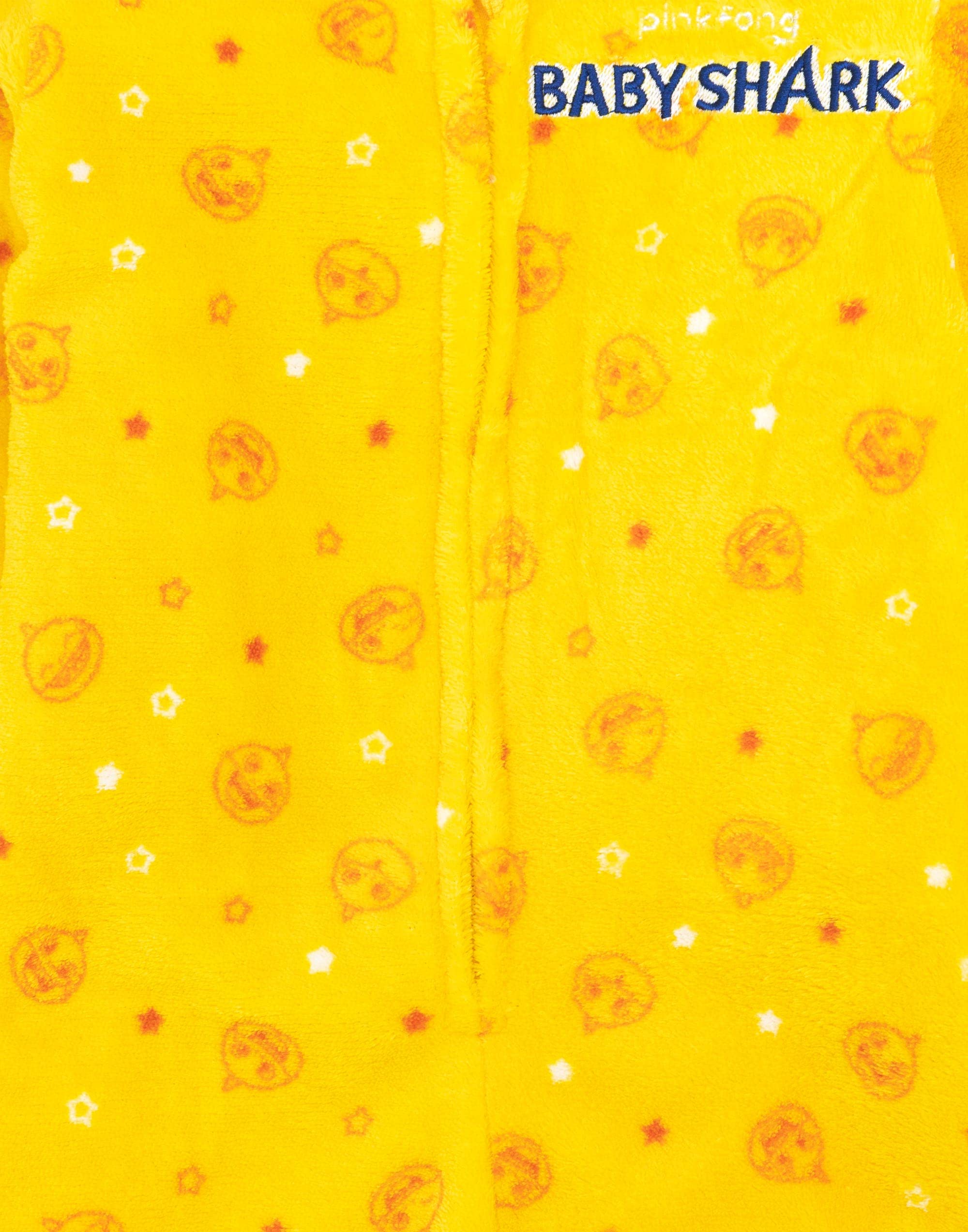 Baby Shark Onesie for Toddlers & Kids - Boys & Girls Yellow Shark PJs with 3D Teeth & Fin | Fleece Zip-Up Hooded Pajamas | Perfect for Shark-Themed Parties, Family Matching Outfits & Cozy Sleepwear