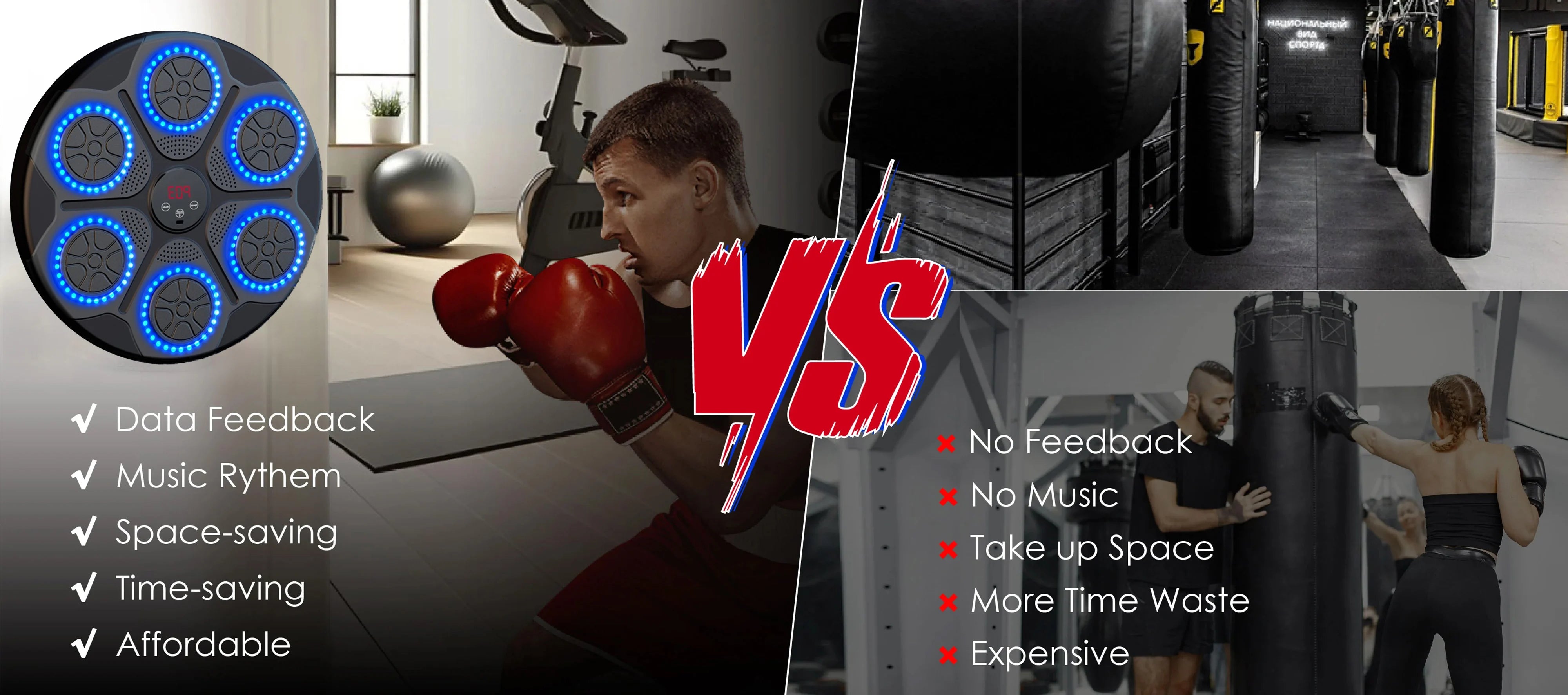 Smart Bluetooth Wall Mounted Music Boxing Trainer - Electronic Punching Bag for Home Gym, Boxing Equipment with Music Sync & Target Practice | Perfect for Cardio, Strength Training & Stress Relief