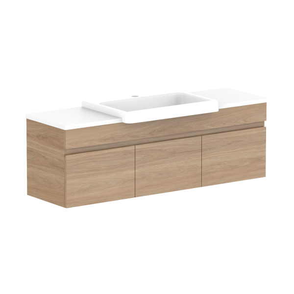 ADP Glacier Pro Semi Recessed Bathroom Vanity Set with Solid Surface Top - 24 Inch Modern Slim Cabinet for Small Spaces, Perfect for Powder Rooms and Guest Bathrooms