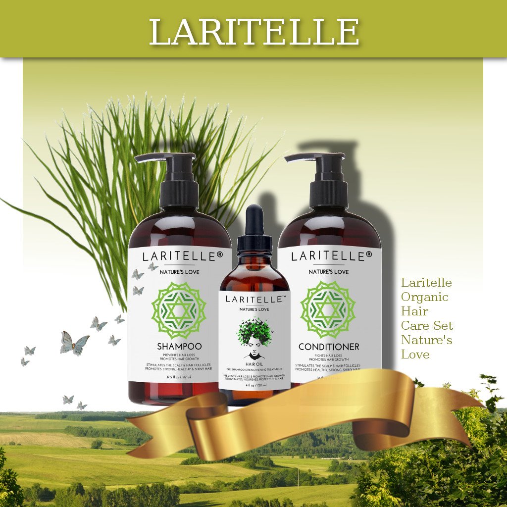 Nature's Love Organic Hair Growth Set - Natural & Vegan Hair Care Kit for Thicker, Longer Hair - Perfect for Daily Use & Scalp Health