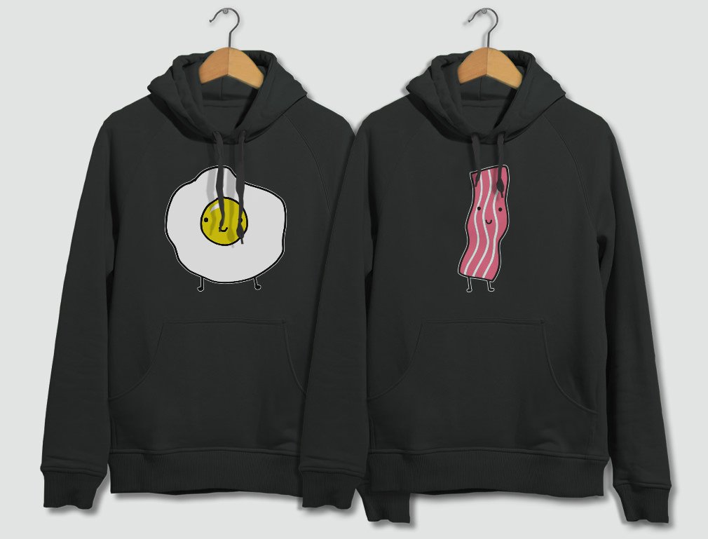 Funny Matching Couples Hoodies - Bacon & Eggs Valentine's Day Gift for Him & Her | Perfect for Anniversaries, Date Nights & Couple Photoshoots