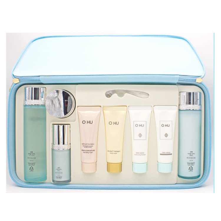 Limited Edition Intensive Hydrating Miracle Aqua Skincare Set (150ml Toner + 130ml Emulsion + 20ml Essence + 30ml Cream) with Travel Size Gift Set - Perfect for Dry Skin, Anti-Aging Routine & On-The-Go Skincare