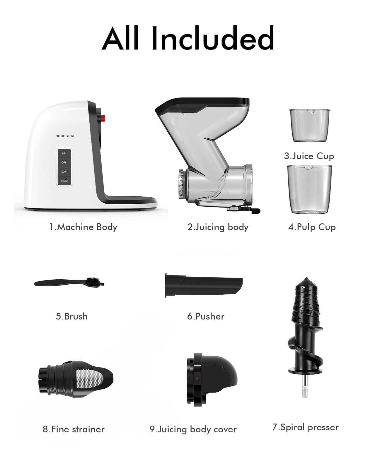 Premium Cold Press Juicer - Slow Masticating High-Yield Juice Extractor with Wide Dual-Feed Chute, Anti-Clog Reverse Function & Easy Cleaning - Perfect for Fruits, Vegetables, Wheatgrass, Celery & More - Ideal for Healthy Juicing at Home, Office or Gym - White