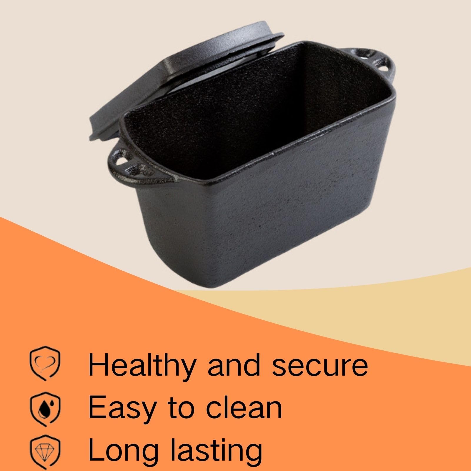 Bangminda Cast Iron Bread Loaf Pan with Lid - Premium Cast Iron Bread Maker & Roaster for Homemade Bread Baking - Perfect for Dutch Oven, Camping & Kitchen Use