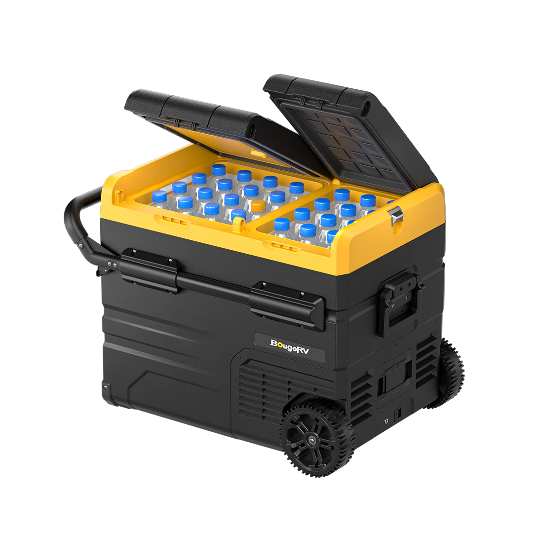 BougeRV CRD45 48QT 12V Dual Zone Car Refrigerator - Portable Freezer for Road Trips, Camping & Outdoor Adventures