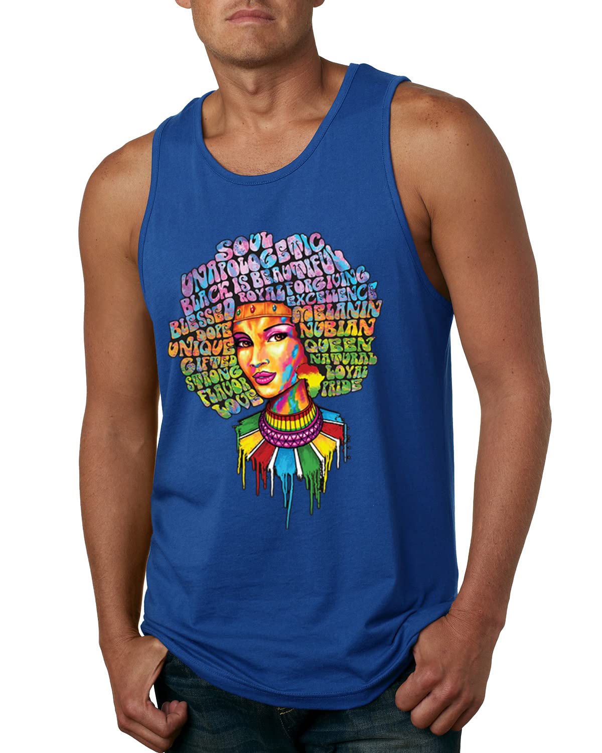 Wild Bobby Words of Character Strong Black Woman Black Pride Men's Graphic Tank Top - Casual Summer Wear, Gym Workout, Street Style Fashion