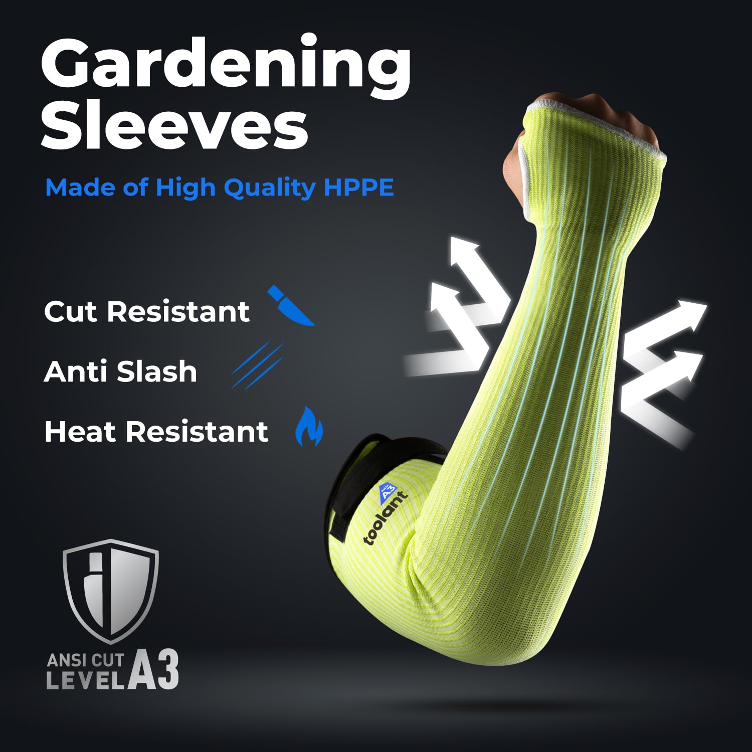 Cut Resistant Gardening Arm Sleeves with Thumb Hole - Protective Arm Guards for Yard Work, Thorn & Bite Protection - Ideal for Landscaping, Pruning & Outdoor Activities