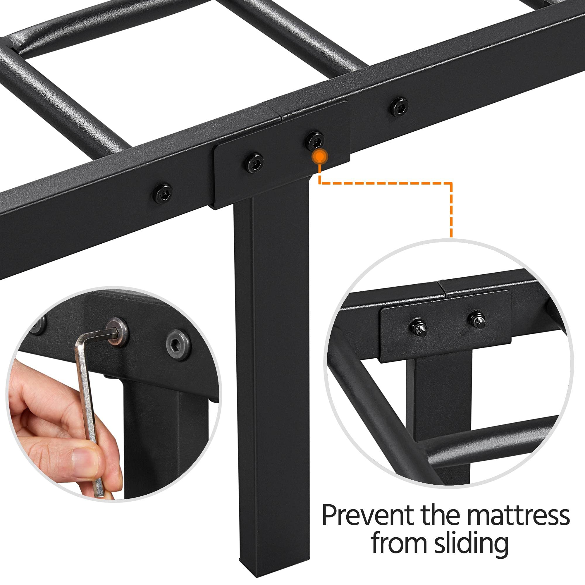 Topeakmart Queen Size Metal Bed Frame with Headboard & Footboard - No Box Spring Needed, Steel Slat Support & Under Bed Storage - Sturdy Platform Bed Frame in Black for Master Bedroom, Guest Room or Dorm