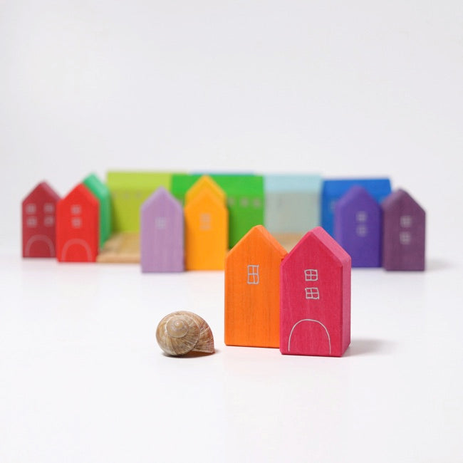 Grimm's Small Wooden Building Set - Creative Construction Blocks for Kids, Montessori Educational Toys - Perfect for Pretend Play, Home Decor & Gift Ideas
