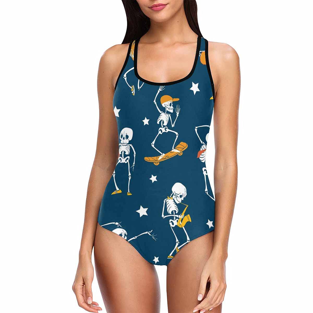 InterestPrint Vampire's Teeth One Piece Swimsuit for Women - Sexy High Waist Bathing Suit for Beach, Pool & Summer Vacations