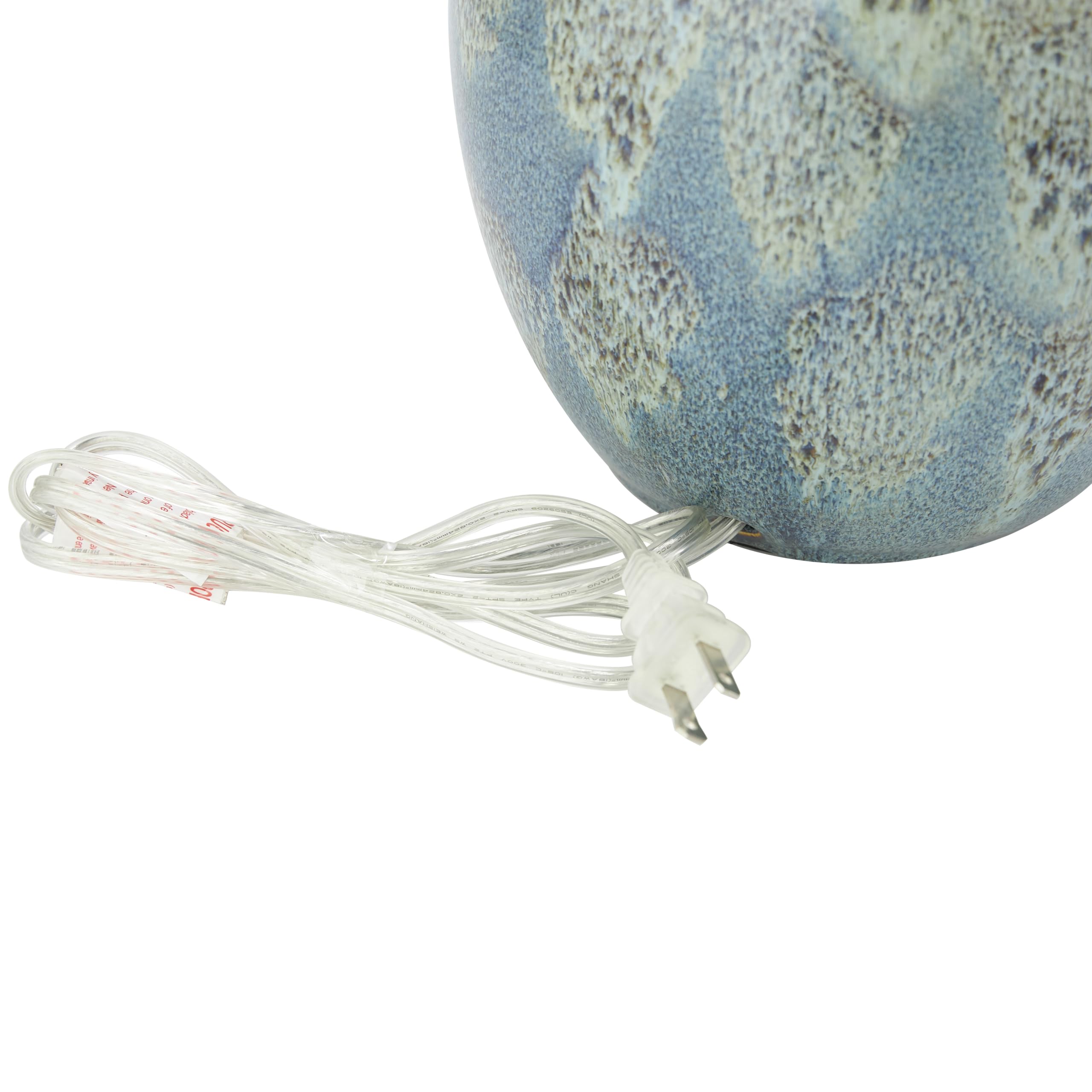 Deco 79 Modern Ceramic Table Lamp Set of 2 - 8x8x32 Inch Abstract Textured Drum Shade Accent Lighting for Living Room, Bedroom, Office - Teal Blue Home Decor
