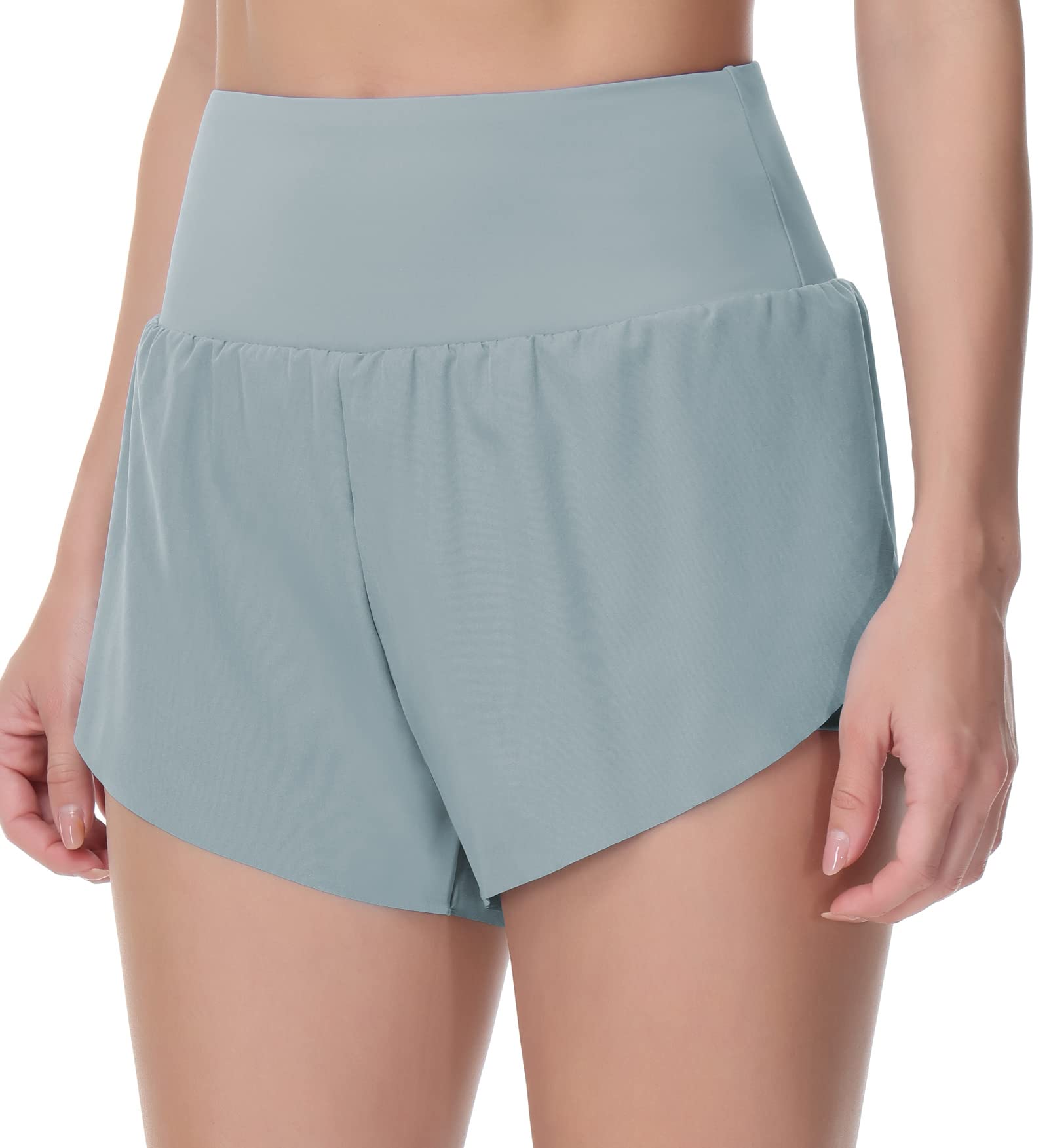 THE GYM PEOPLE Women's High Waisted Quick Dry Running Shorts with Mesh Liner & Zipper Pockets - Breathable Workout Shorts for Tennis, Gym, Yoga & Outdoor Activities
