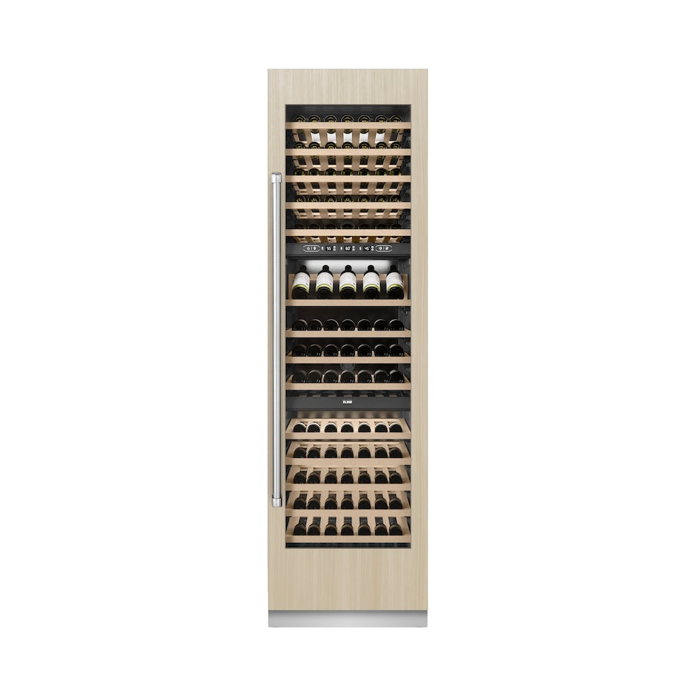 ZLINE 24 Inch 12.4 Cubic Feet Triple Zone 100 Bottle Panel Ready Column Wine Cooler (RBCWV 24) - Perfect for Home Bars, Restaurants, and Wine Cellars