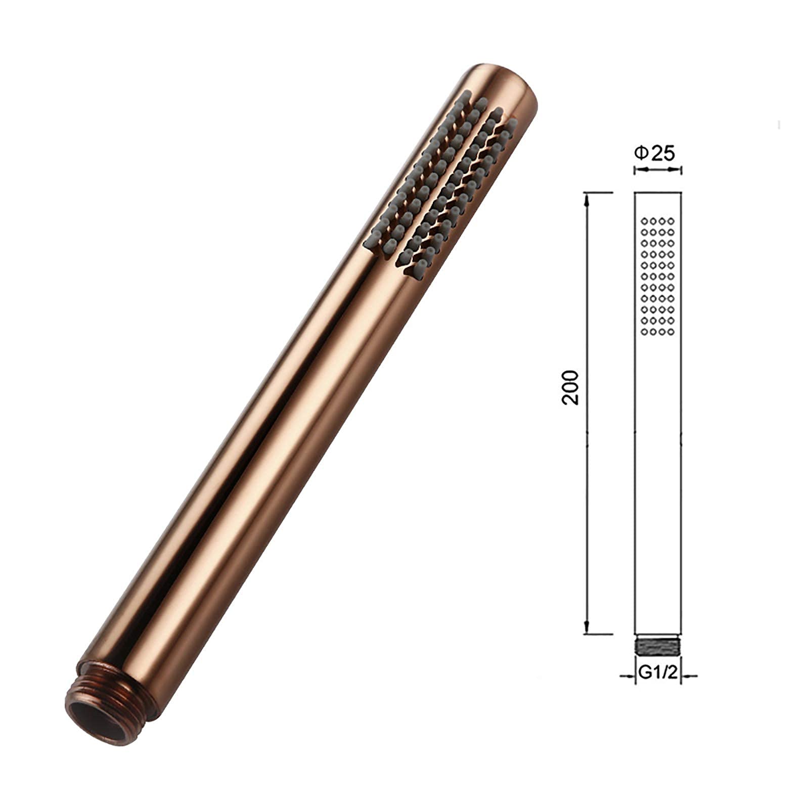 Rose Gold Handheld Shower Head Set - Brass Single Handle Rainfall Showerhead with Massage Function & Silicone Nozzles - Spa Luxury Bathroom Upgrade for Relaxing Shower Experience (Includes Shower Hose)