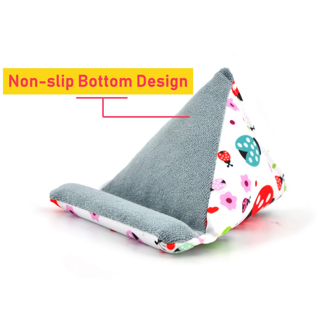 Handmade Fabric Phone Stand & Pillow Holder for iPhone X, iPhone 13 - Cute Ladybird Bean Bag Cushion Desk Accessory | Perfect for Office, Bedroom & Travel Use