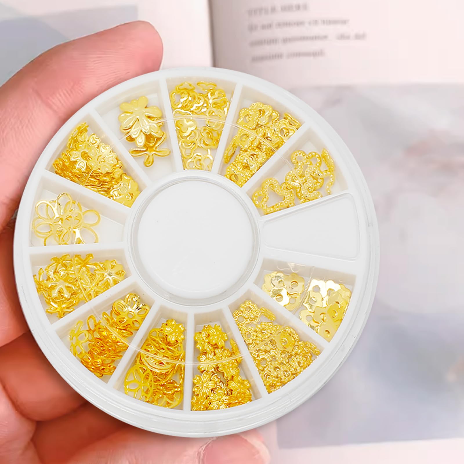 4 Boxes Gold 3D Star Moon Nail Charms - Metallic Studs & Rhinestones Nail Art Decorations for Women & Girls - Manicure Kit with Nail Art Supplies - Perfect for Acrylic Nails, DIY Nail Designs, Parties & Special Occasions