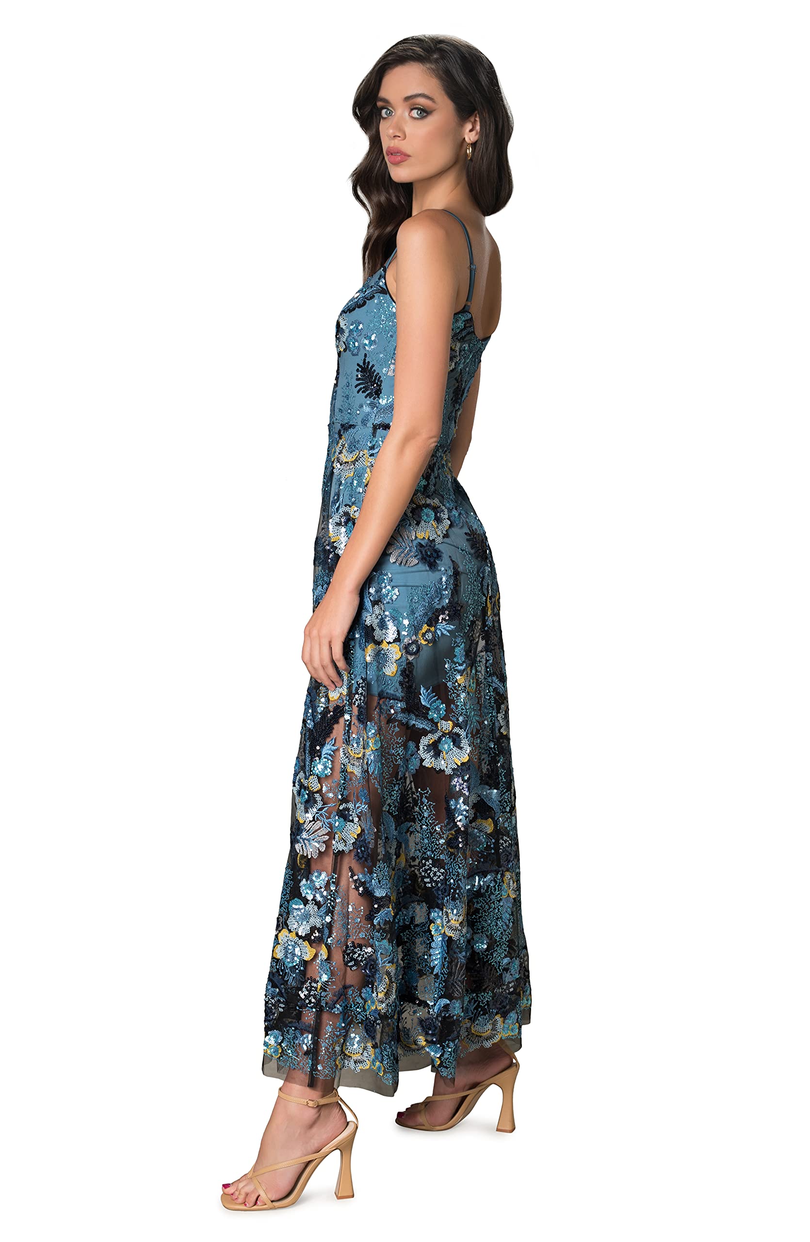 Dress the Population Women's Umalina Fit and Flare Maxi Dress - Elegant Long Formal Gown for Weddings, Parties & Special Occasions