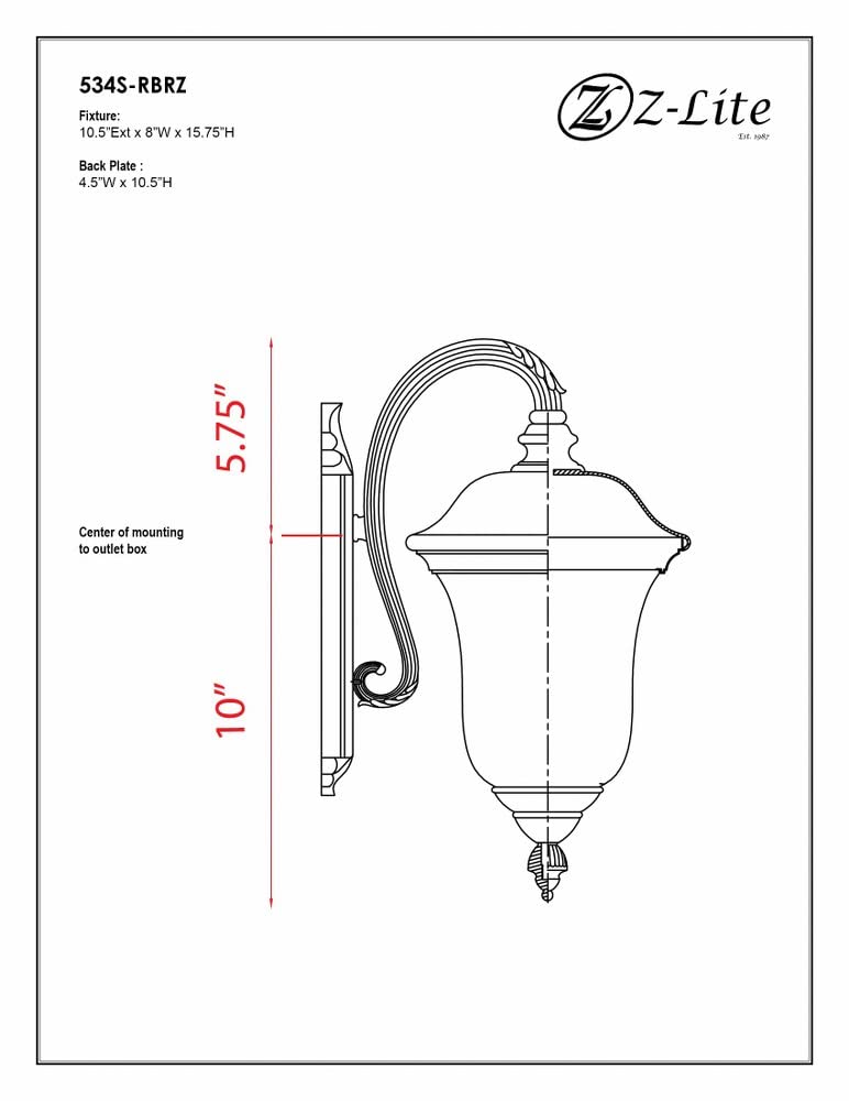 Z-Lite 534S-RBRZ Armstrong Outdoor Wall Light - Durable Aluminum Frame with Bronze Finish & Clear Water Glass Shade - Perfect for Porch, Patio, Garden, and Exterior Home Lighting