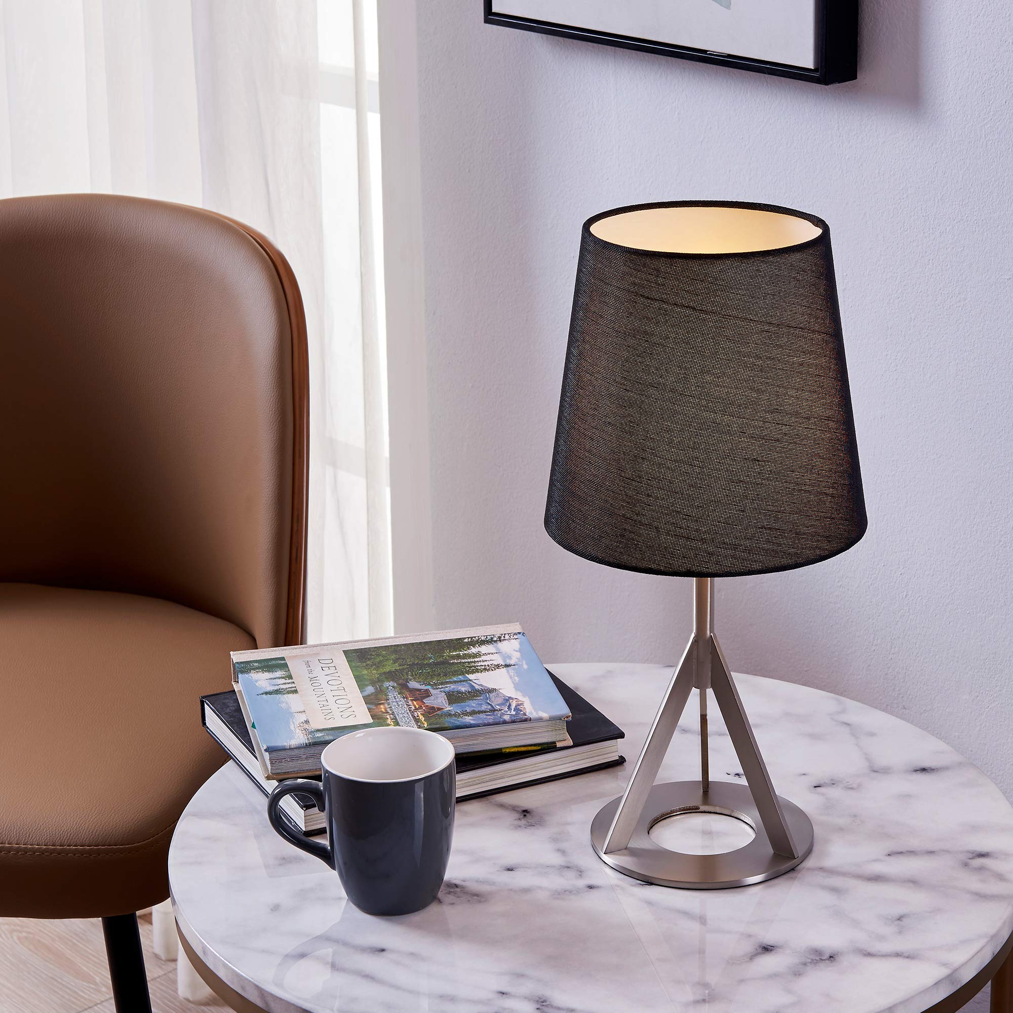 Aria Table Lamps with Nickle Brass Finish - Modern Bedside Lighting for Bedroom, Living Room & Office Decor