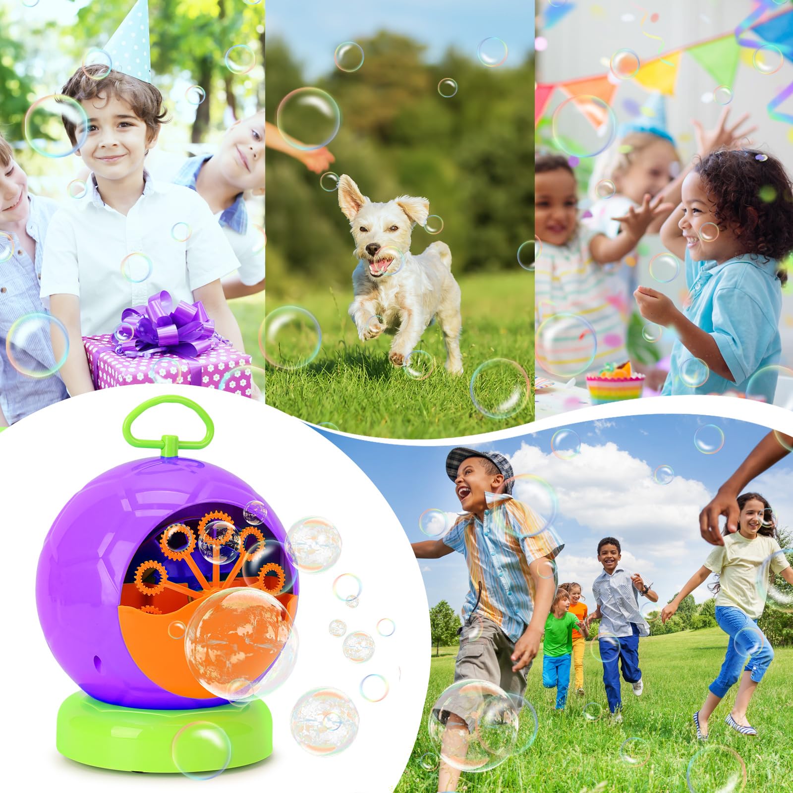 Fansteck Automatic Bubble Machine for Kids - 3000+ Bubbles Per Minute, Durable & Portable Bubble Maker for Indoor/Outdoor Use - Perfect for Birthday Parties, Christmas, Backyard Fun & Family Gatherings