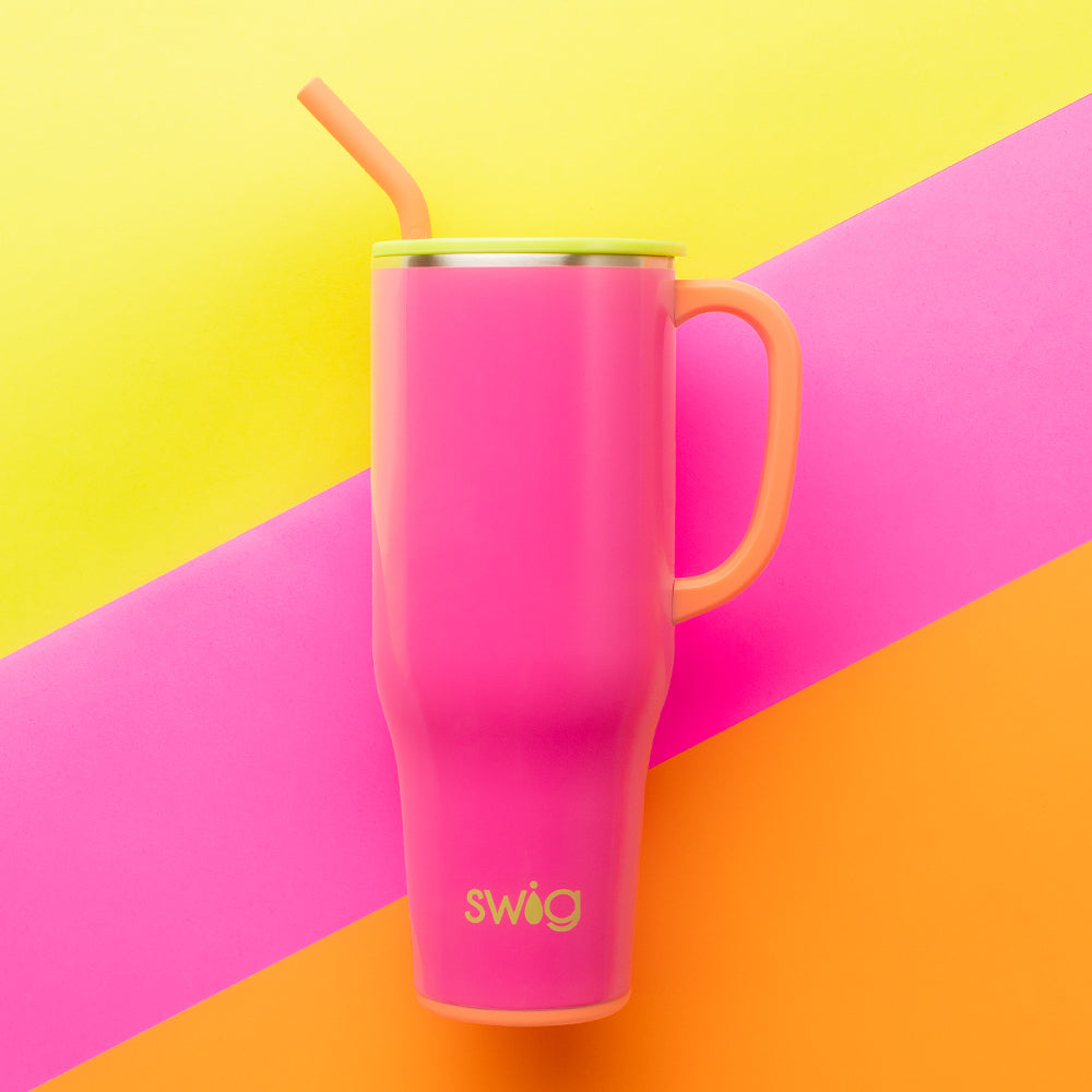 Tutti Frutti Mega Mug 40oz - Large Insulated Stainless Steel Tumbler with Lid & Straw - Perfect for Coffee, Tea, Smoothies at Home, Office or Travel