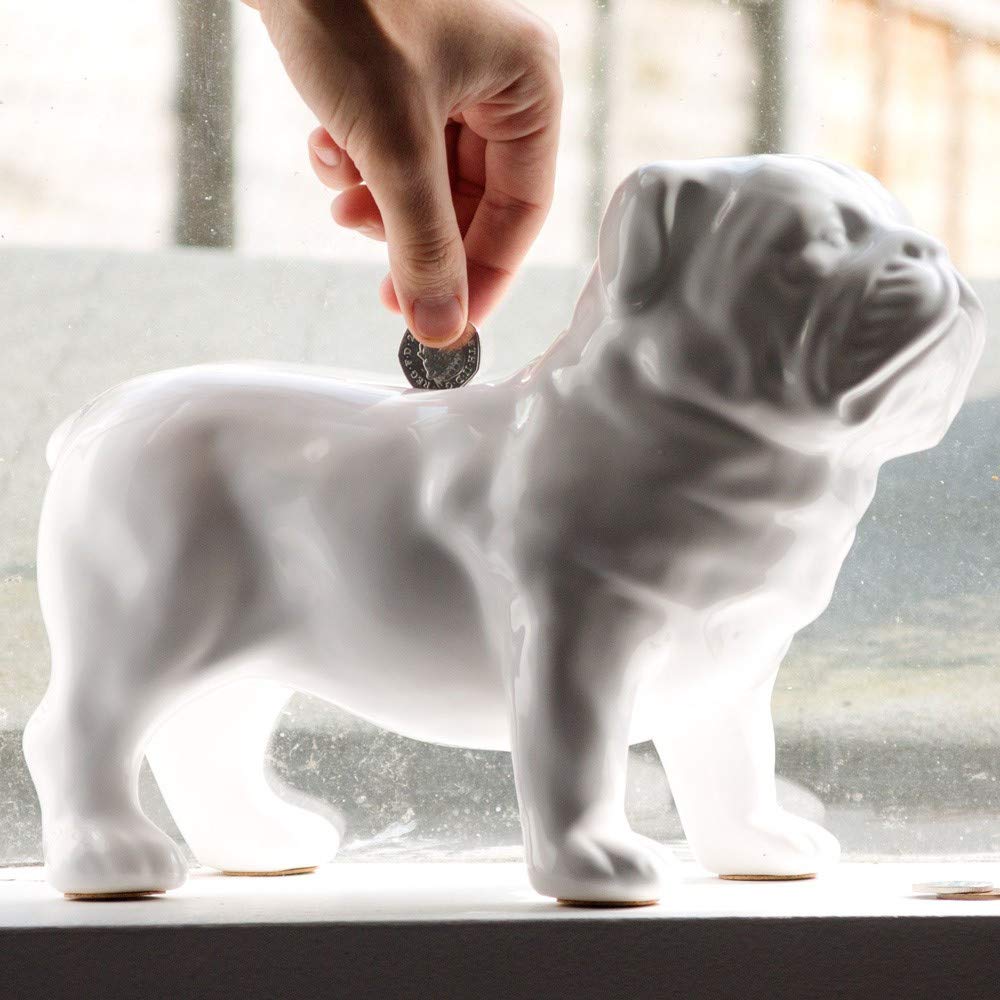 SUCK UK Ceramic Guard Dog Money Box - Secure Piggy Bank for Savings, Unique Home Decor & Gift Idea for Dog Lovers - Perfect for Bedroom, Office, or Kids Room