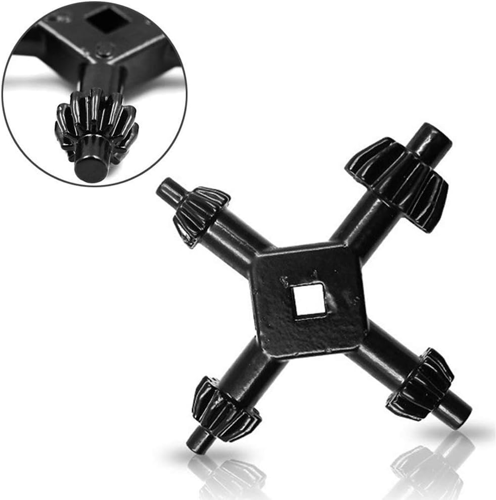 4-Way Metal Chuck Key for Drill Press - Universal Power & Hammer Drill Wrench - Black 4 in 1 Drill Accessory (ZS460) - Perfect for Woodworking, Metalworking & DIY Projects