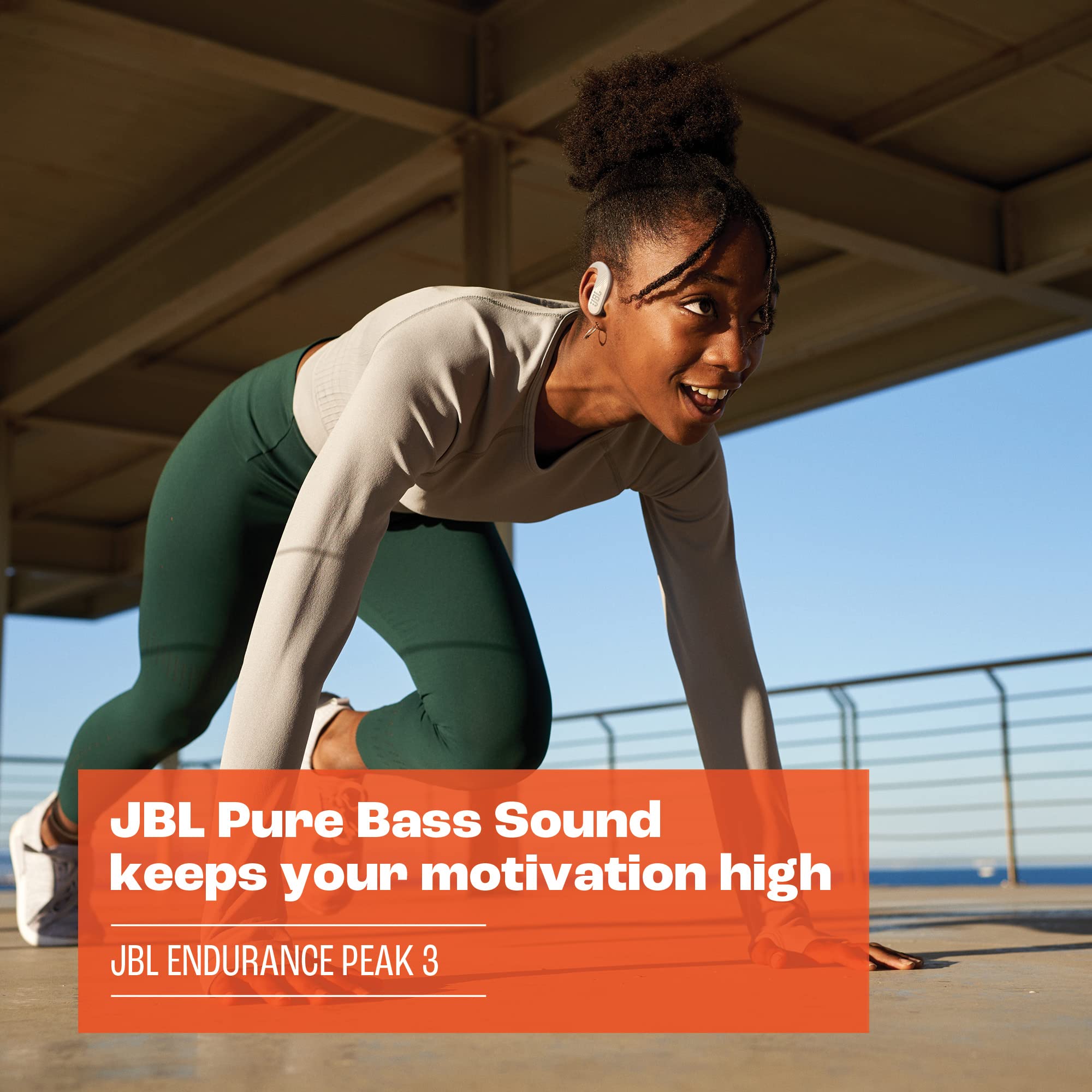 JBL Endurance Peak 3 True Wireless Earbuds - IP68 Dustproof & Waterproof, Secure Fit for Running & Workouts, Black (Renewed) - Perfect for Gym, Jogging & Outdoor Activities