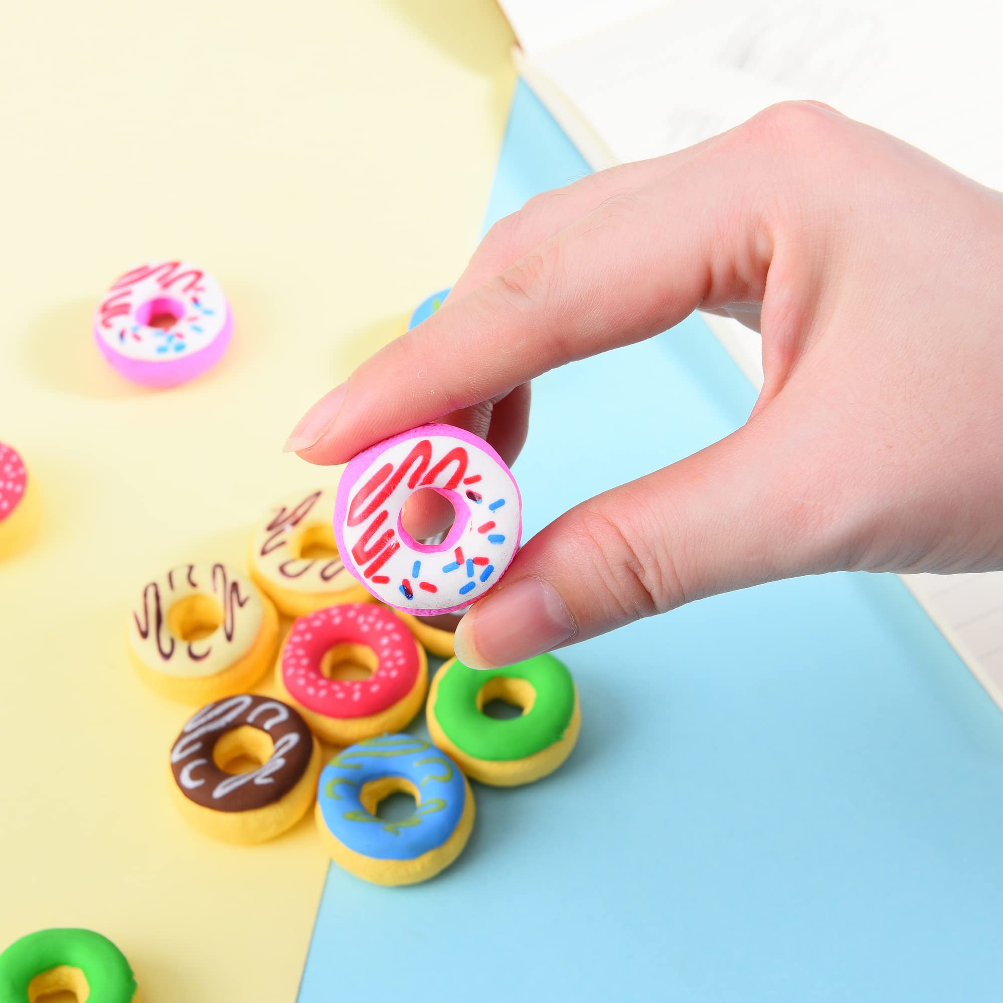 24-Piece 3D Cute Donut Erasers for Kids - Fun Food Puzzle Mini Erasers, Cool Take Apart Desk Pet Erasers for Girls & Boys - Perfect for School Supplies, Classroom Rewards & Party Favors