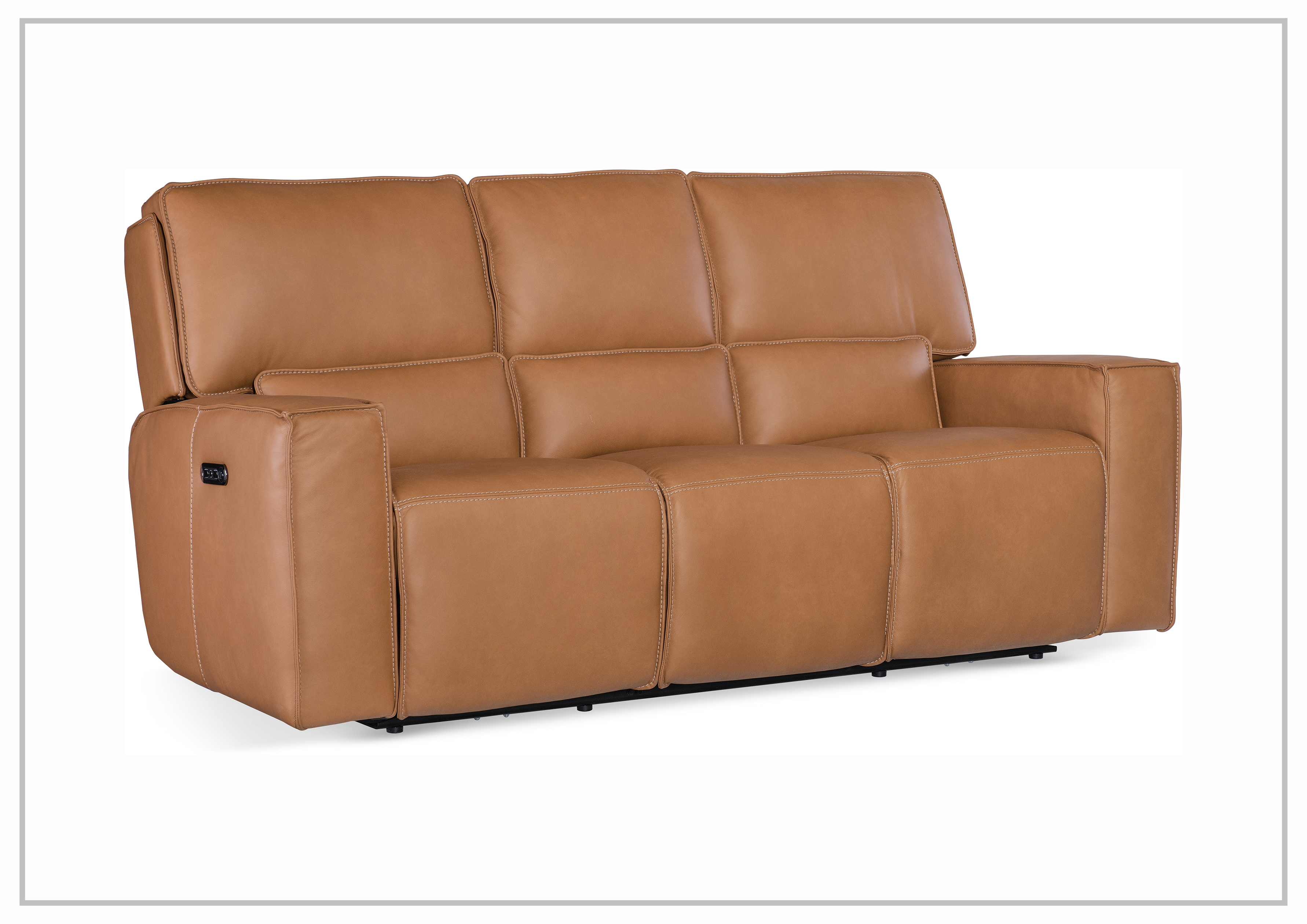 Hooker Furniture Miles Zero Gravity Power Recliner Leather Sofa - Adjustable Electric Recliner with Lumbar Support for Living Room, Home Theater & Office Comfort