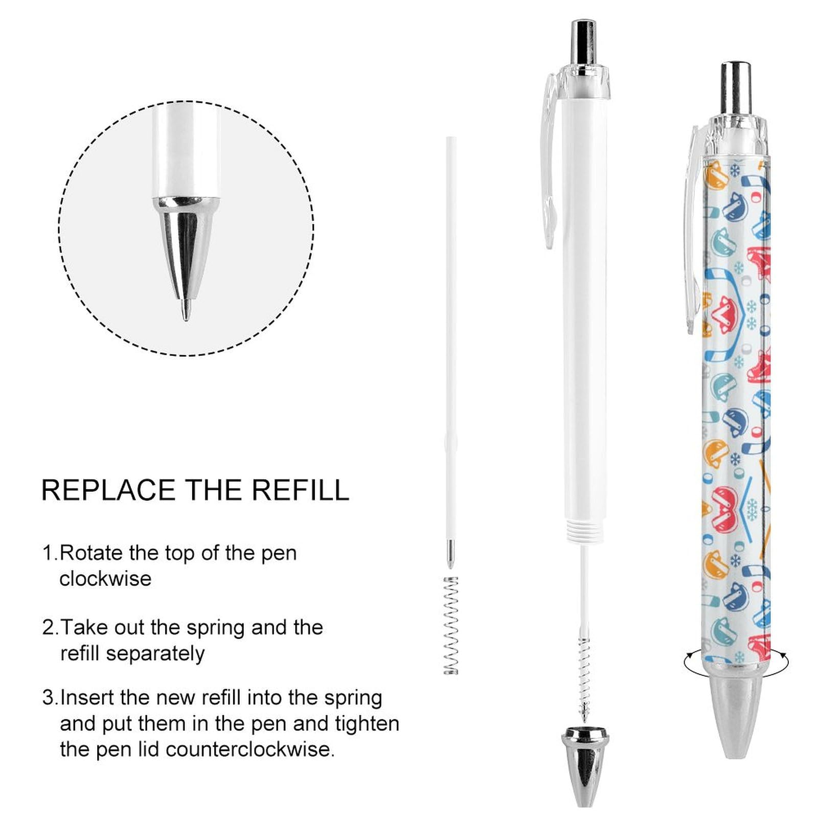 Retractable 0.5mm Fine Point Gel Pen - Black Ink Hockey Skating Ballpoint Pens for Office, School & Gift Giving | Perfect for Writing, Note Taking & Sports Enthusiasts