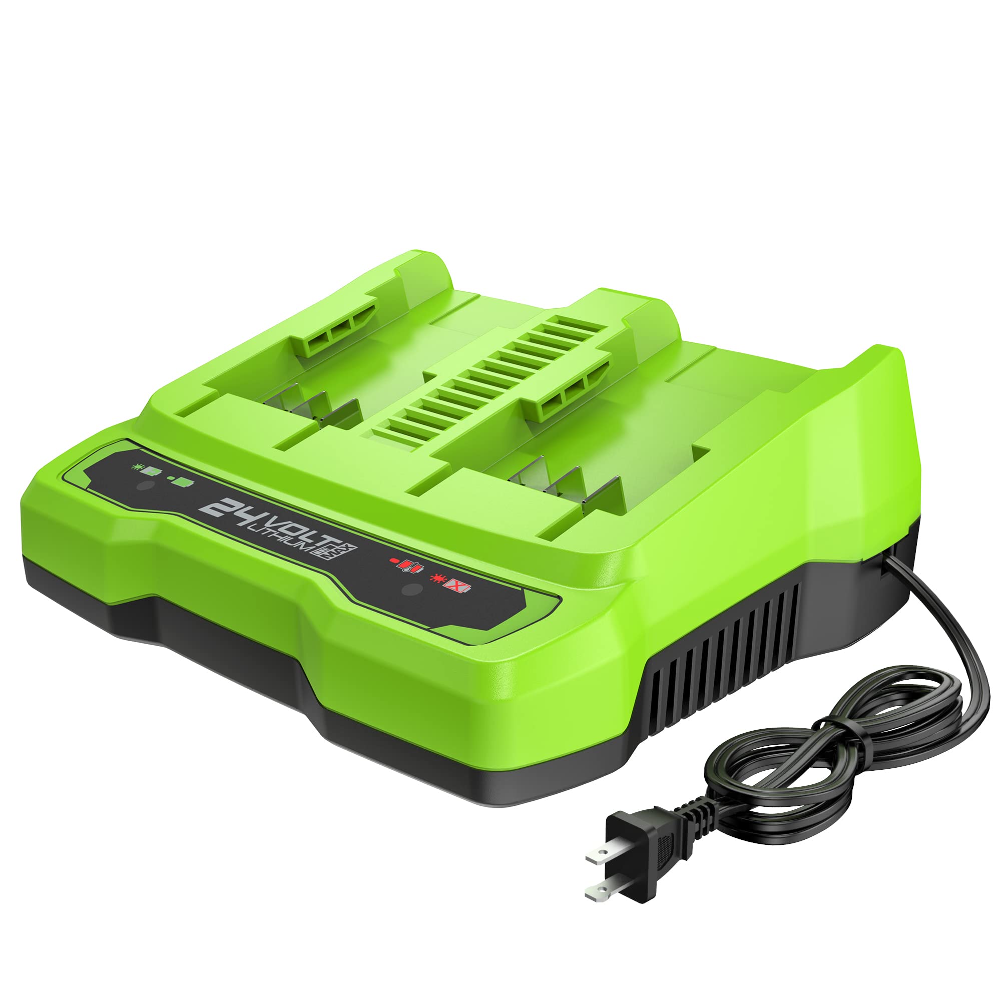 Greenworks 24V Dual Port Fast Battery Charger - Official Genuine Replacement for Greenworks Tools - Perfect for Lawn Mowers, String Trimmers & Power Tools