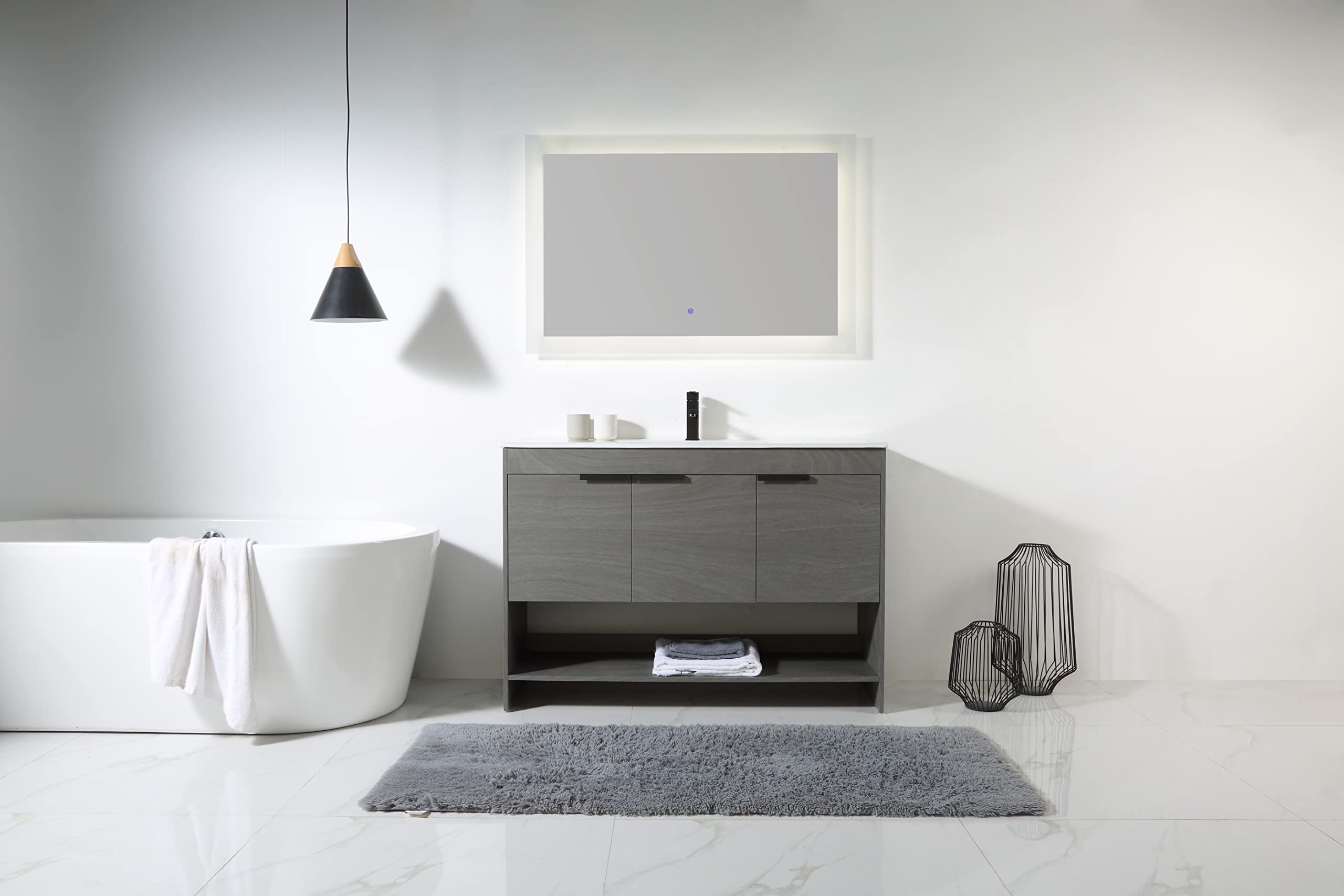Fine Fixtures Phoenix 48 Inch Bathroom Vanity with Sink - Modern White Bathroom Cabinet with Soft-Close Doors, Storage Drawers & Durable Construction - Perfect Space-Saving Vanity for Small Bathrooms (Full Assembly Required) | Ideal for Master Bath, Guest Bath & Powder Room Remodeling