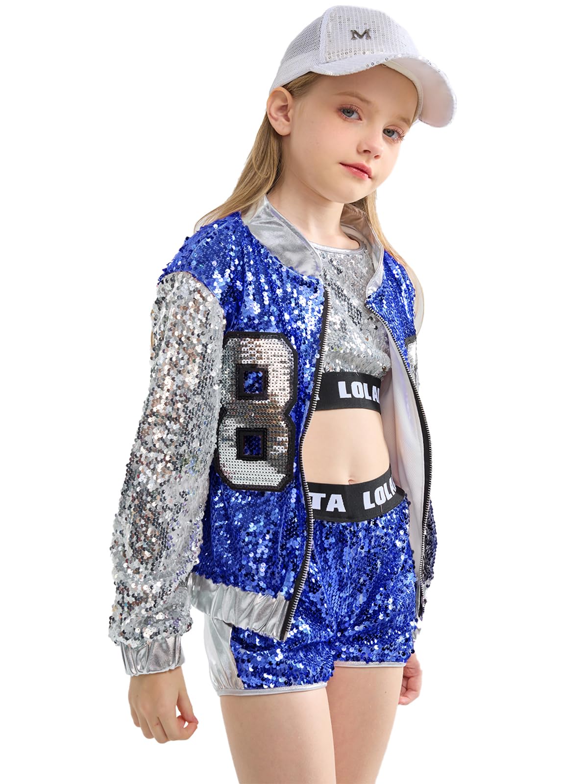 LOLANTA Girls Sequin Dance Costume - Sparkly Hip Hop Jazz Dance Dress for Kids Ages 4-16 | Modern Performance Outfit for Stage Shows, Recitals & Dance Competitions