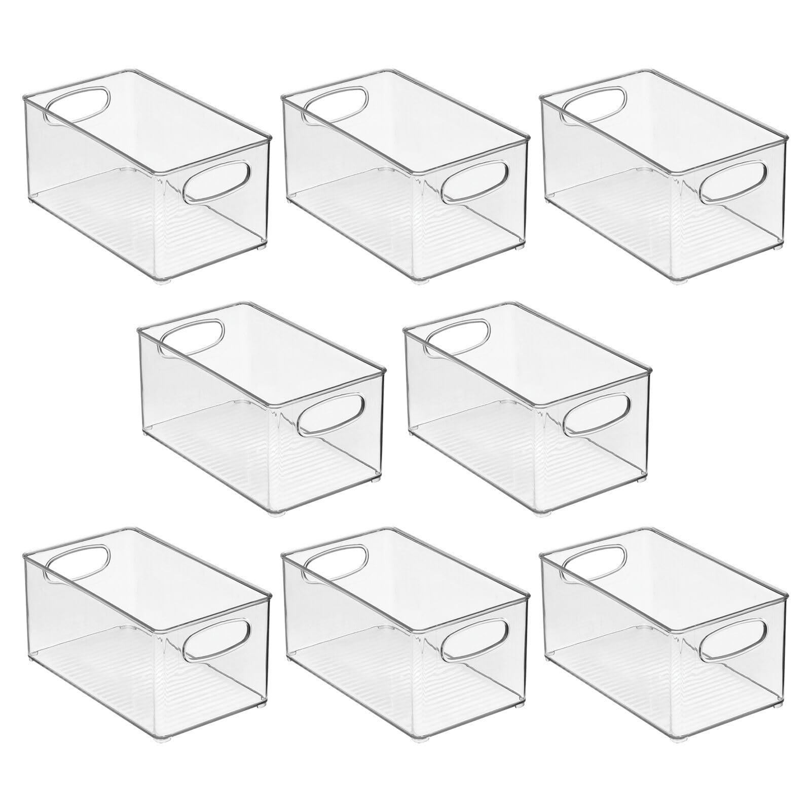 mDesign Plastic Closet Organizer Bins with Handles - 8-Pack Clear Storage Baskets for Bedroom, Bathroom, Cabinet & Entryway - Perfect for Sweaters, Purses & Home Organization - Ligne Collection Storage Solution