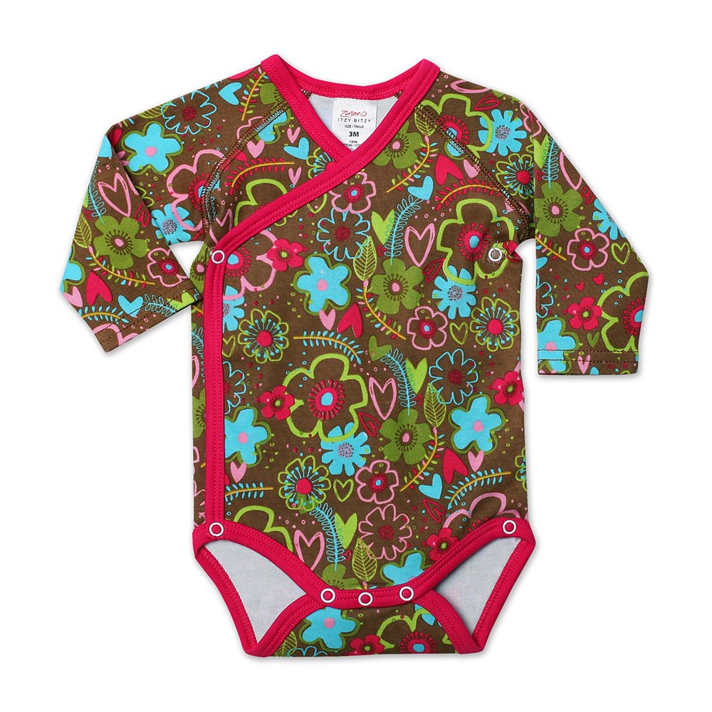 Zutano Baby Girls' Sugar Bramble Long Sleeve Wrap Bodysuit - Soft Cotton Infant Onesie for Playtime & Nursery Outfits