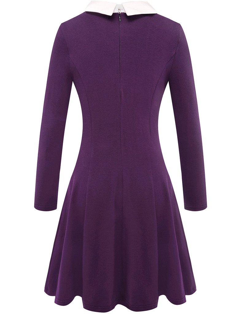 Aphratti Women's Long Sleeve Fall Dresses 2025 - Casual Peter Pan Collar A-Line Fit & Flare Skater Goth Dress for Autumn, Halloween, Party & Daily Wear