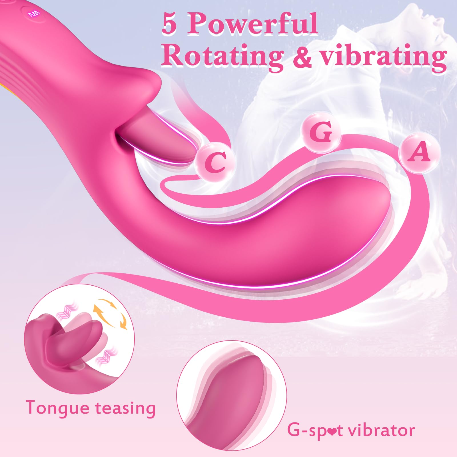 Premium Rabbit Vibrator for Women - 5 Licking & Vibrating Modes, G-Spot & Clitoral Stimulation, Rotating Lip Tongue Design - Adult Sex Toy for Couples & Solo Play, Perfect for Romantic Nights & Self-Care Moments