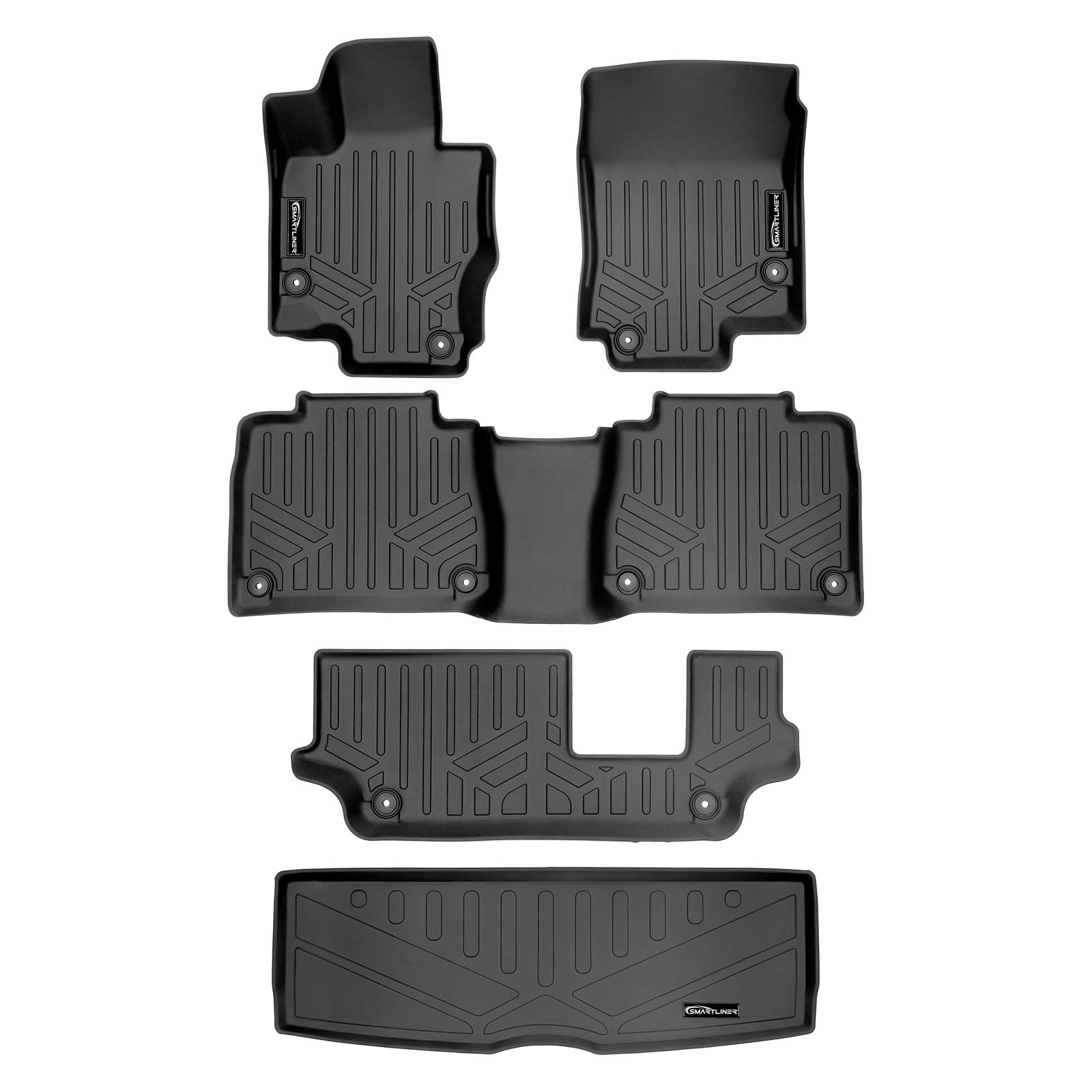 Premium SMARTLINER Custom Fit All-Weather Floor Mats & Cargo Liner Set (3 Rows + Behind 3rd Row) - Black - Perfect Fit for 2020-2023 Mercedes-Benz GLE-Class 7/8 Passenger SUVs - Ultimate Protection for Family Road Trips & Daily Commutes