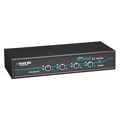 4-Port Black Box KVM Switch for PS/2 & USB Servers | USB Console Control | Ideal for Data Centers & IT Management