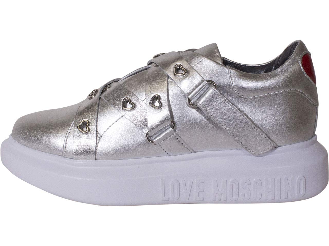 Love Moschino Women's Calfskin Heart Eyelets Sneakers - Stylish Casual Shoes for Women | Perfect for Everyday Wear, Dating & Street Fashion