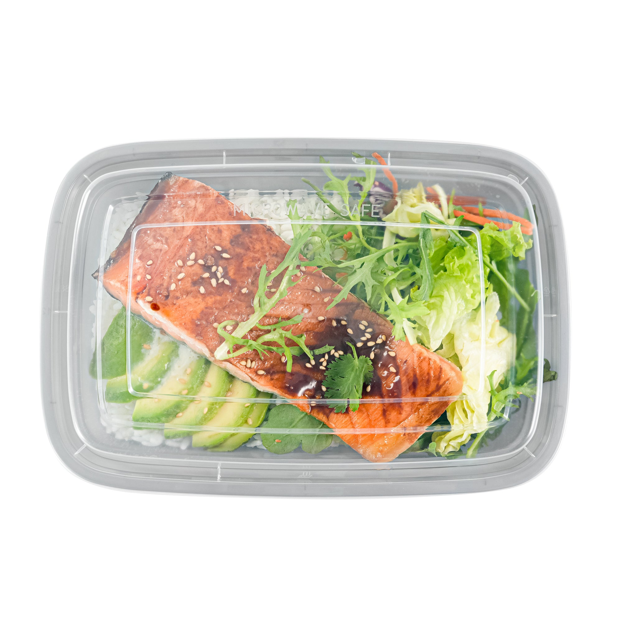 28 oz Rectangle Silver Plastic To-Go Food Containers with Clear Lids - Microwave Safe, 8.75