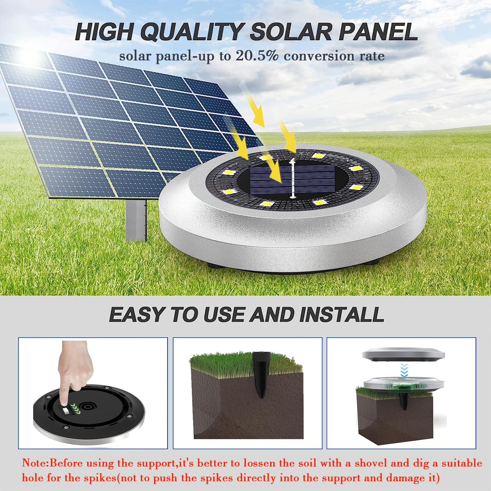 12 Pack Solar Garden Lights - Waterproof LED Outdoor Lighting for Pathway, Yard, Deck