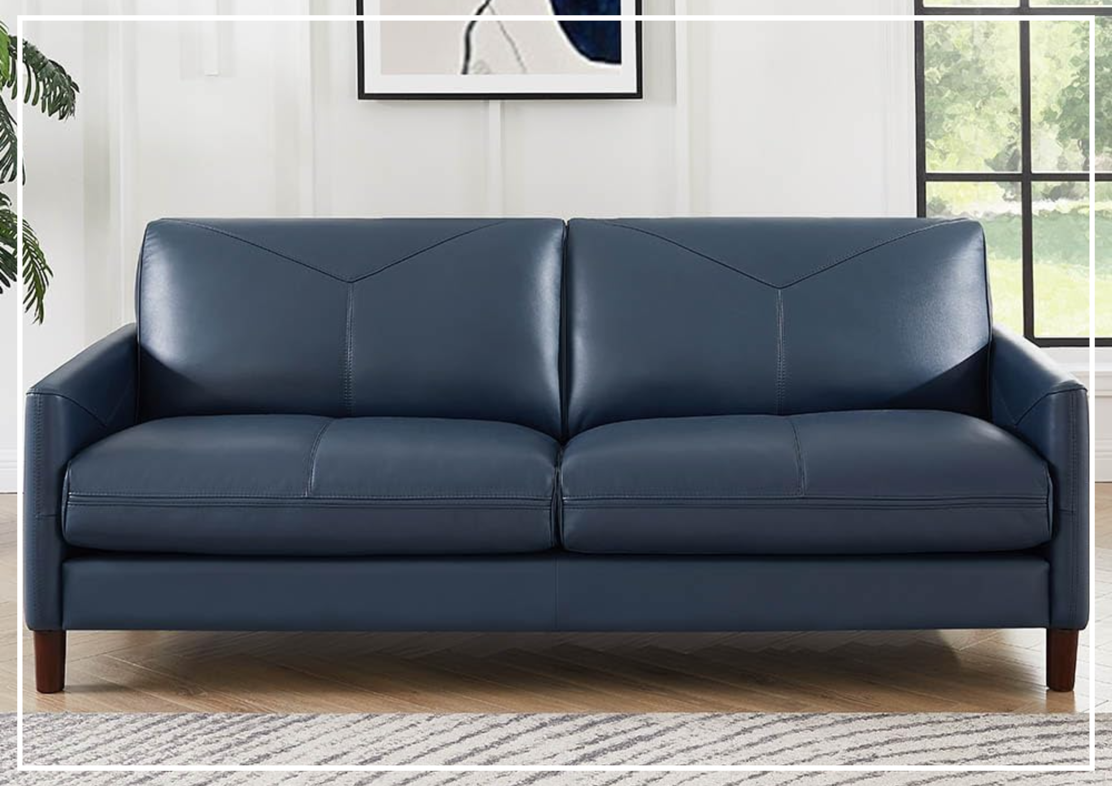 Premium Hydeline Yorkdale 3-Seater Leather Sofa - Top Grain Genuine Leather, Comfortable Stationary Couch for Living Room, Family Room & Office