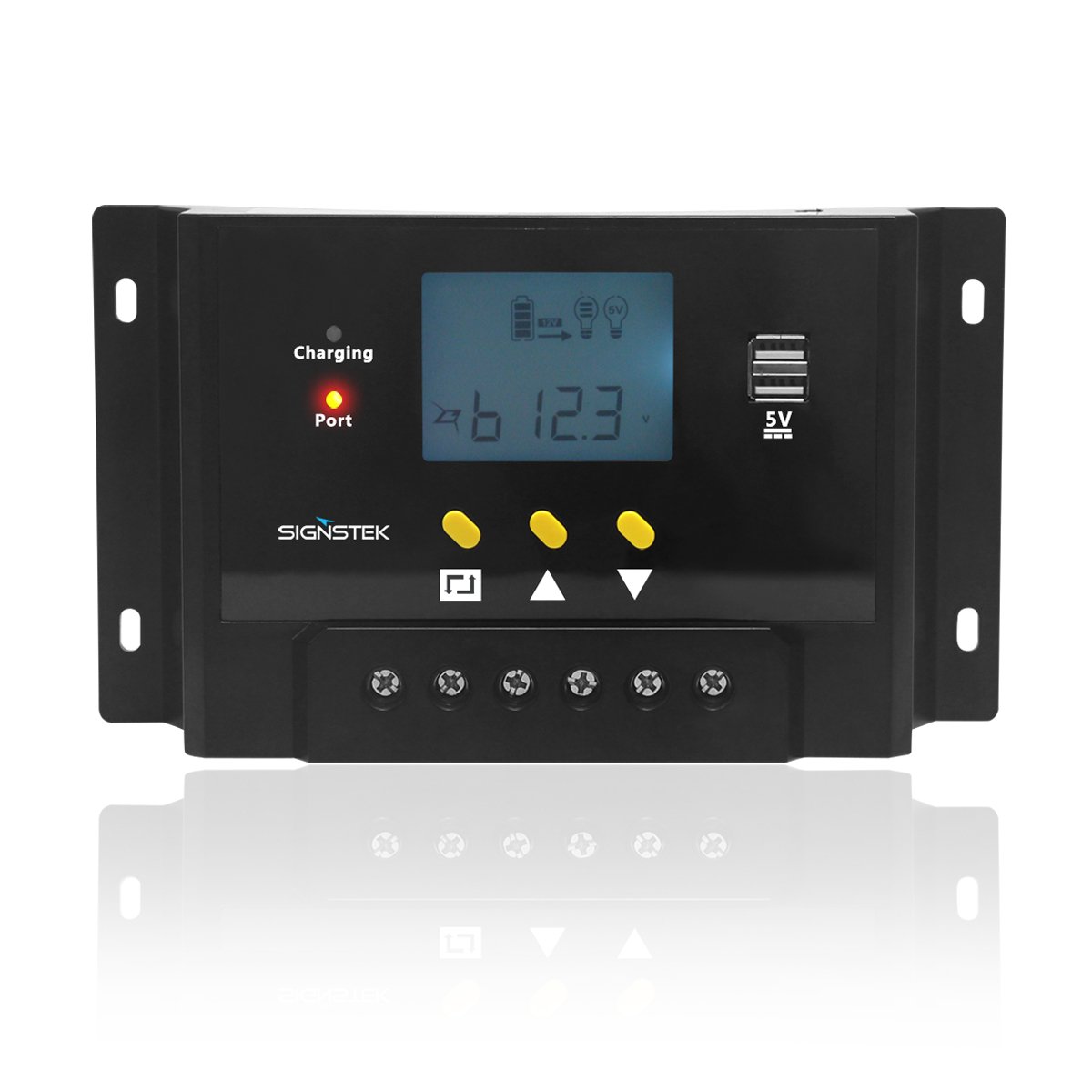 Signstek 12V/24V 60A MPPT Solar Charge Controller with LCD Display - High Power Negative Ground Solar Panel Regulator for Gel, Sealed, Flooded & Lithium Batteries - Perfect for Off-Grid Solar Systems, RV, Marine & Home Energy Storage