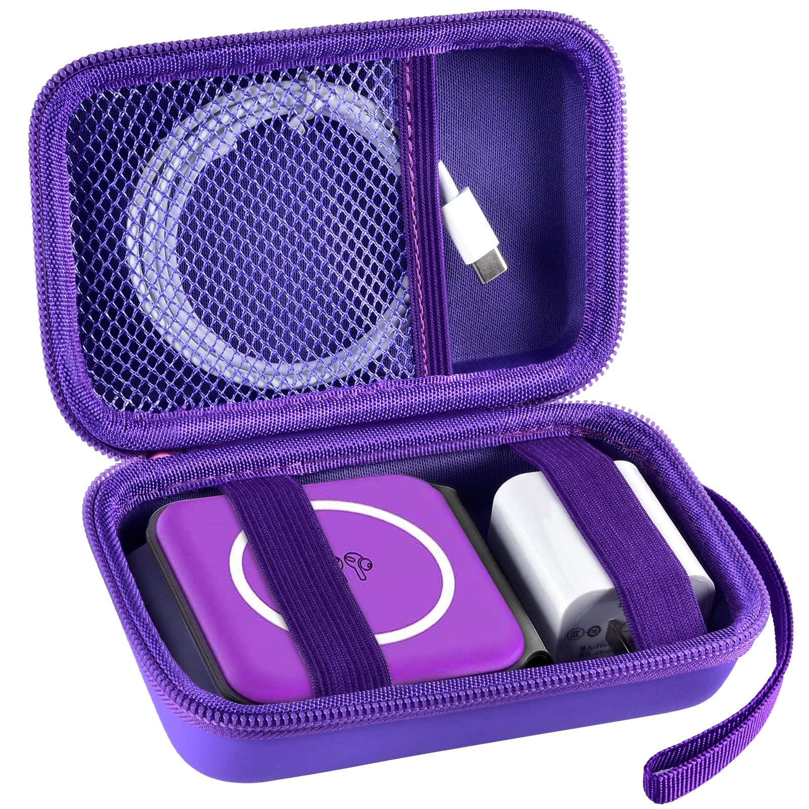 Foldable Magnetic Travel Case for UCOMX Nano, Iseyyox, LISEN & RTOPS 3-in-1 Wireless Charger | Storage Bag for Fast Charging Pad, Cables & Adapters | Compact Purple Organizer Box | Perfect for Travel, Office & Nightstand Charging Station