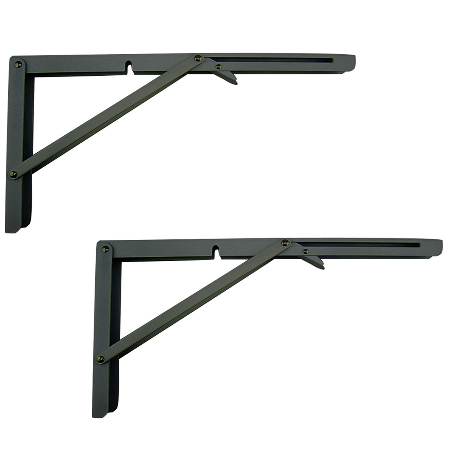 200mm Folding Bracket Shelves - Heavy Duty Wall Mounted Drop Leaf Shelf for Standing Desk, Kitchen & Laundry Room - Space Saving Storage Solution (Black, 3 Pack) - Perfect for Small Spaces, Home Office & Closet Organization